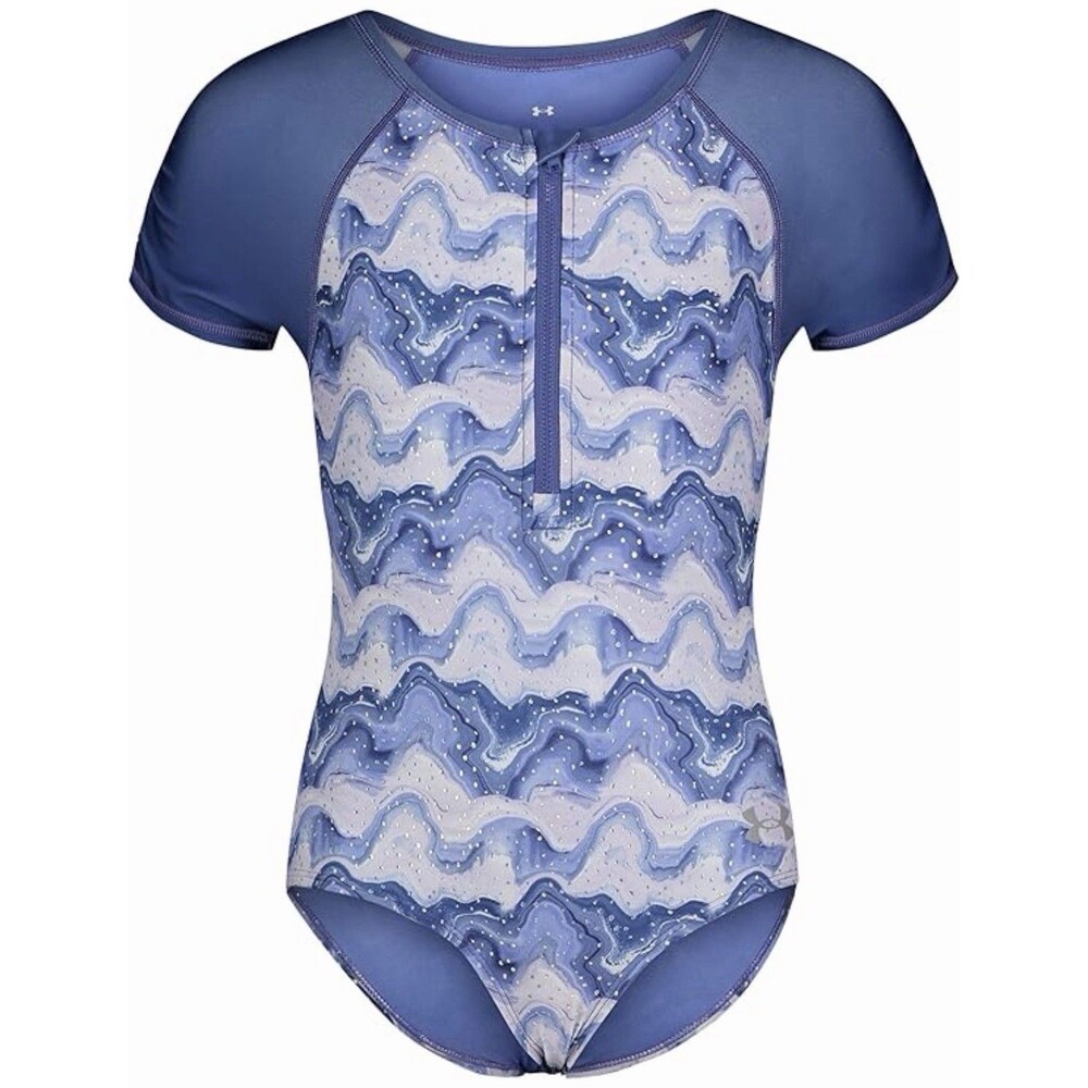 Under Armour UA Girls Short Sleeve Swimsuit‎ UPF30 One Piece Blue Size 14